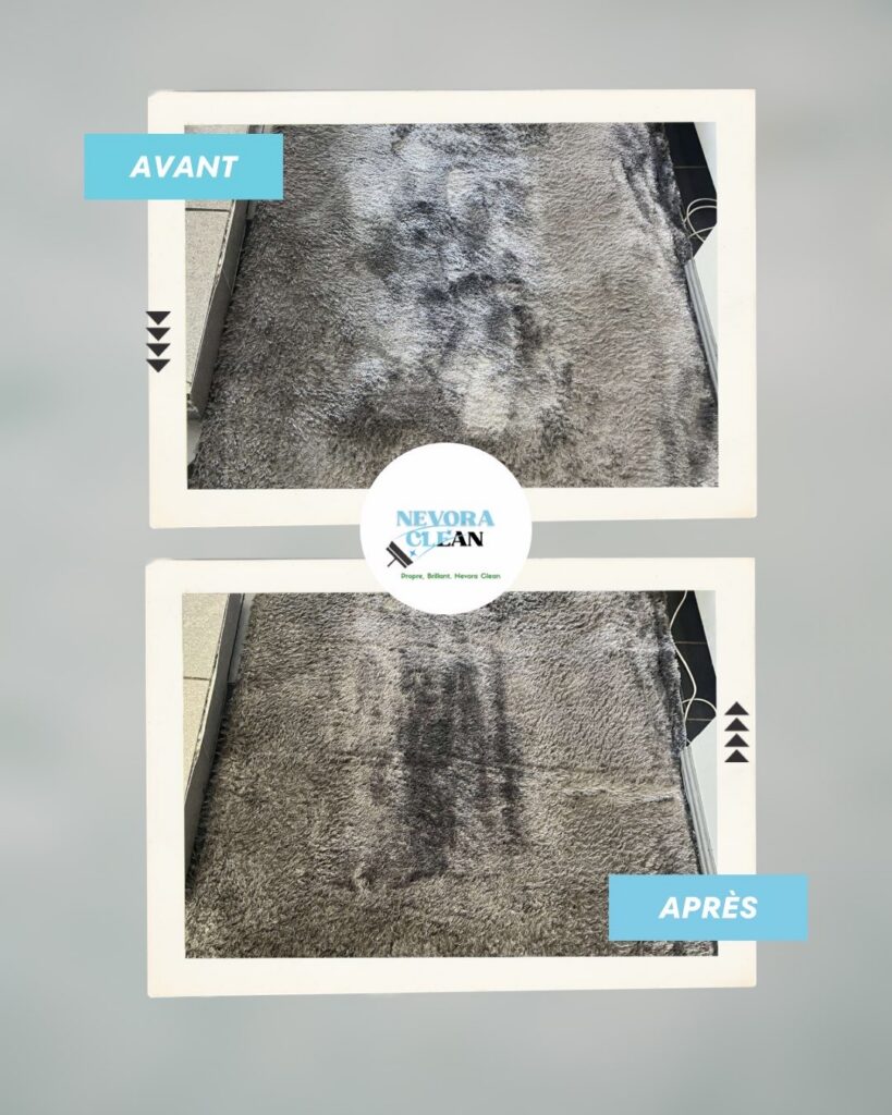 Tapis à poils longs avant/après nettoyage Nevora Clean